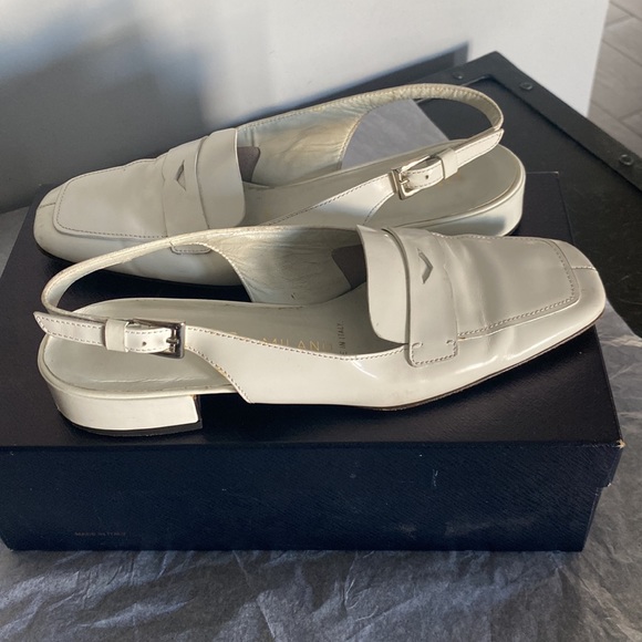 Prada white flat leather sling back sandal in size 6 - Picture 13 of 16